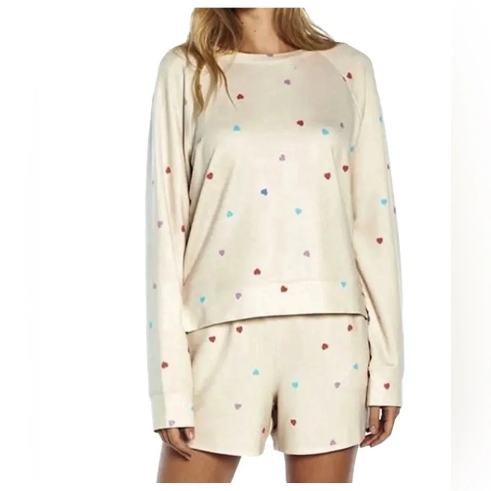 WILDFOX SWEATSHIRT & SHORTS SET PICK 1 Purple Star/ heart Print Lounge SET SMALL - Picture 5 of 14